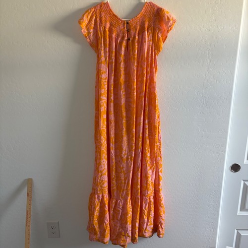 Antropologie Maxi Dress Floral Print Smocked Neckline Casual Boho Size S - Picture 4 of 8