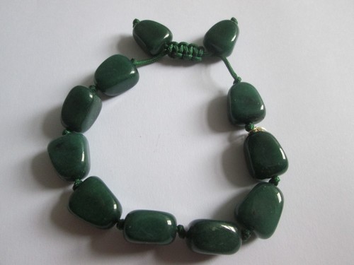 Beautiful Signed Lola Rose Green Agate Stone Bracelet - Picture 2 of 5
