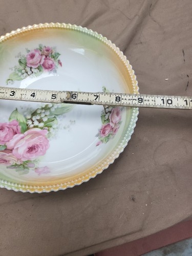 Antique PK Selesia 9” Rose Pattern Serving Bowl. Truly Beautiful Check Pictures - Picture 9 of 10