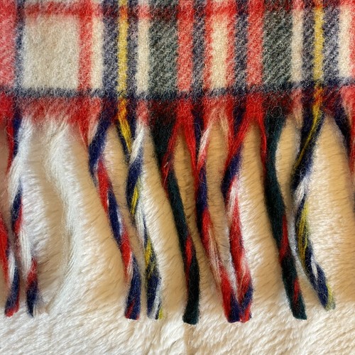 NOS Vtg Scotlon Plaid Wool Blend Fringed Throw Stadium Blanket 50” x 36” NEW - Picture 5 of 8