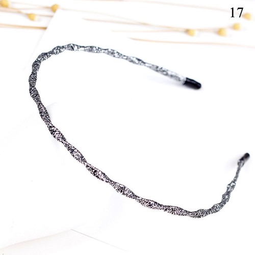 Women Chic Thin Glitter Head Hoop Wavy Shiny Metal Color Headband Hairband NEW * - Picture 22 of 22