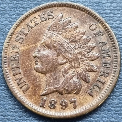 1897 Indian Head Cent 1c Higher Grade AU #75110