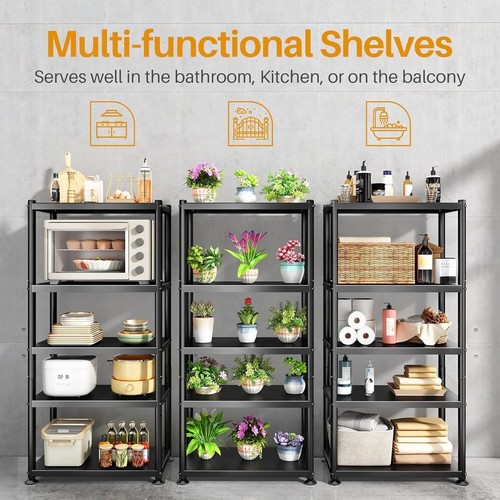 5 Tier Adjustable Storage Shelves Heavy Duty Metal Storage Rack with Wheels - Picture 6 of 8