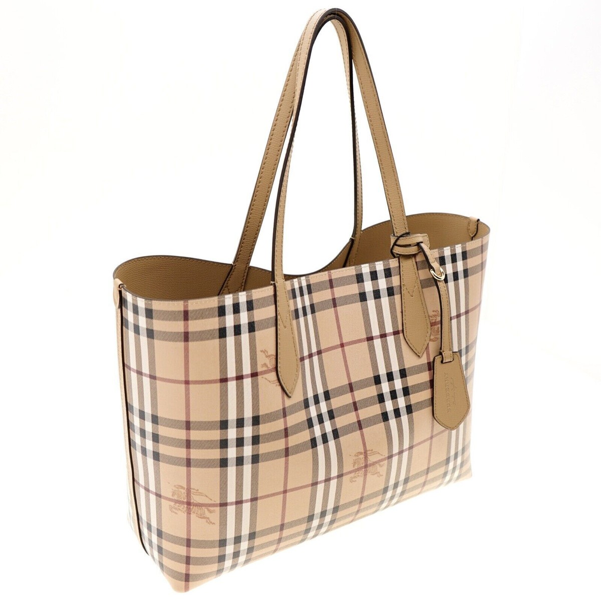 Burberry★素敵！Camel Fabric and Black leather Tote Bag Burberry 8093452 Camel Fabric and Black leather Tote Bag | eBay