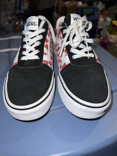 Vans Women Red Black Old Skool Checkerboard Shoes Sz 8.5 - Picture 4 of 9