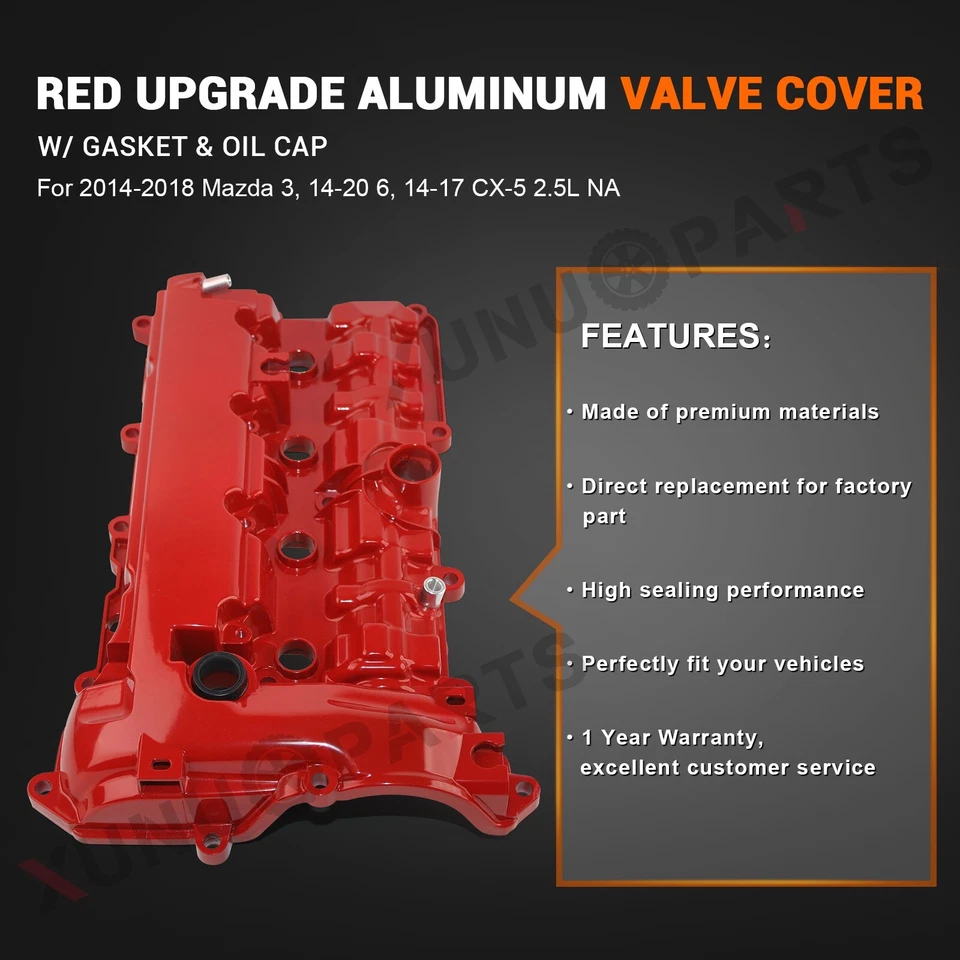 Upgrade Aluminum Valve Cover Red for 2014-2022 Mazda 3 2014-2021 Mazda 6 2.5L NA - Изображение 2 из 4