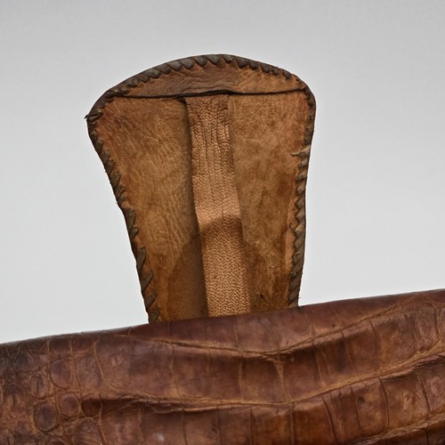 Vintage Genuine Crocodile Leather Shoulder Bag Handmade 1950s-70s Rustic Worn - Picture 20 of 24