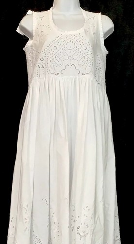 ermano scervino Long White Abito Eyelet Maxi Dress Sleeveless Cotton Nwt Size 40 - Picture 2 of 8