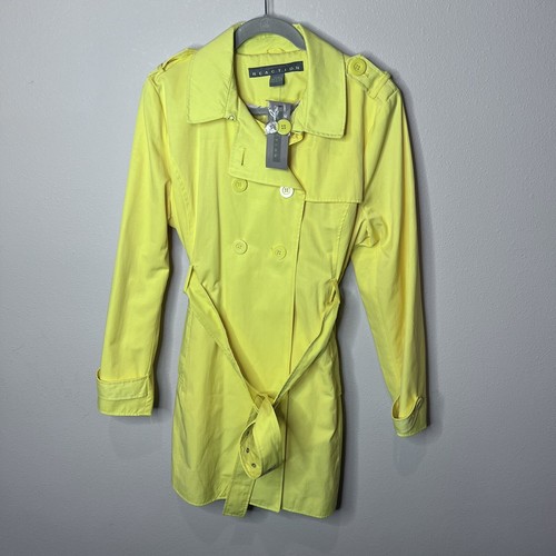 Reaction by Kenneth Cole Womens XL yellow double breasted trench coat