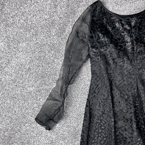 Giorgio Armani Womens Beaded Cocktail Dress Size 40 Designer Black Sheer - Picture 21 of 24