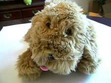 Eden Stuffed Plush Shaggy Puppy Dog Light Brown 12" Long