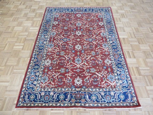 4'11 x 7'2 Hand Knotted Red Peshawar Oriental Rug G14322 - Picture 1 of 8