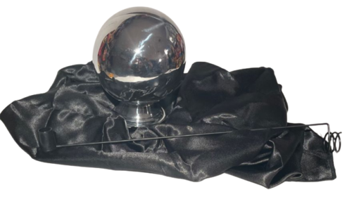 6" SILVER ZOMBIE BALL + STAND Floating Magic Trick Metal Rod Gimmick Black Cloth - Picture 8 of 12