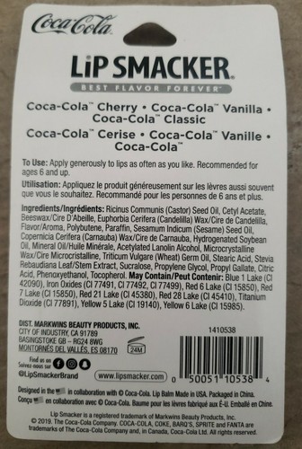 Lip Smacker Coca Cola Cherry, Vanilla, Classic Flavor 3 Pack - Picture 2 of 2