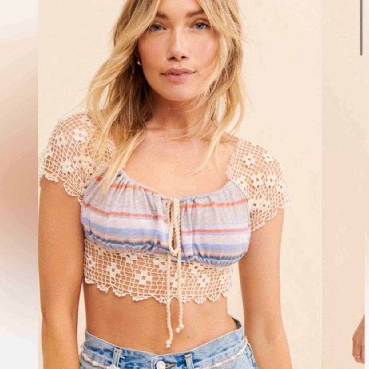 free people crochet crop top