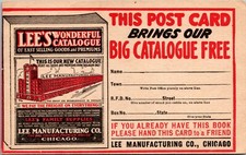 Postcard Lee's Family Supplies Manufacturing Co Catalogue Chicago, Illinois
