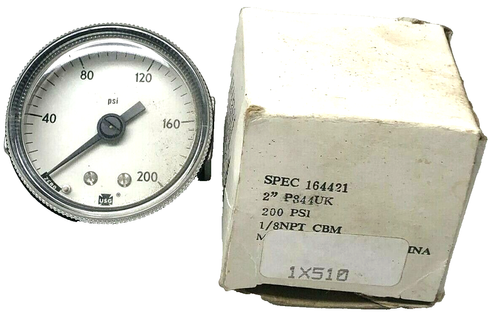 Ametek Pressure Gauge, 164421, 2” P844UK, 200psi, New (J) - Picture 2 of 6