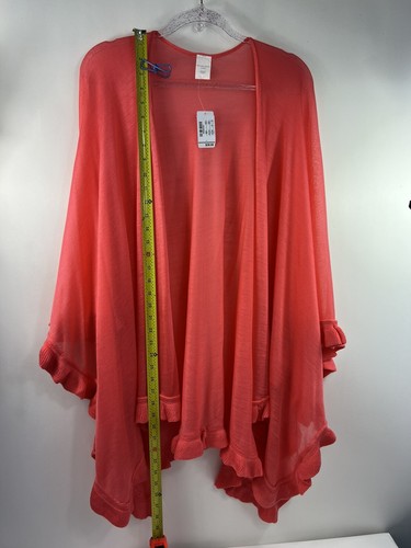 Christopher & Banks Open Wrap Women's One Size Orange Ruffle Hemlines Sheer NWT - Picture 5 of 9