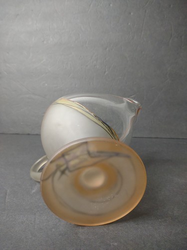 Vintage Romanian Gravy Boat Sauce Bowl Hand Blown Glass Hand Painted Bohemian - Picture 4 of 10