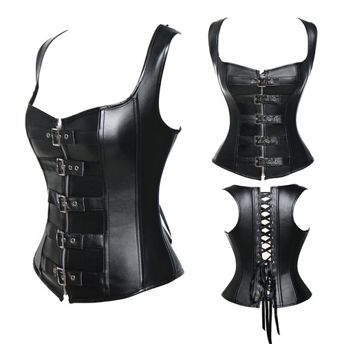 Women Lace Up Steampunk Gothic Corset Bustier Tops Boned Waist Trainer Underbust - Picture 14 of 24