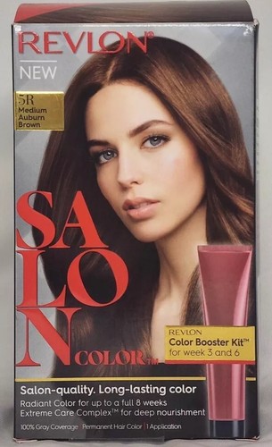 Revlon Salon Color #5R Medium Auburn Brown Color Boost Kit For Week 3 And 6