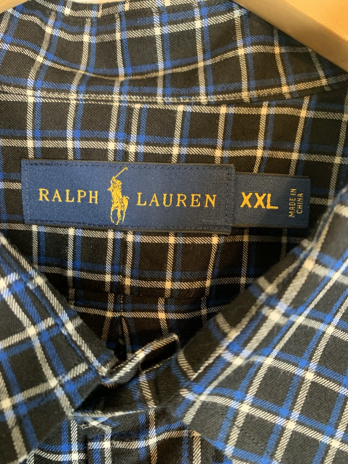 Ralph Lauren camicia uomo manica lunga nera blu bianca pony con bottoni taglia XXL
