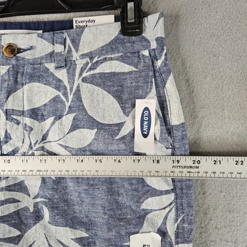 Old Navy Linen Blend Shorts Womens 8 Blue Floral Tropical Everyday Short Chino - Picture 4 of 11