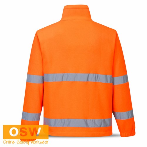 Hi Vis Yellow Orange Unisex Full Zip Comfortable Warm Light Polar Fleece Jacket - Picture 5 of 8