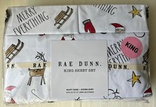 NEW RAE DUNN 4 piece King Sheet Set Merry Everything Christmas Holiday Santa