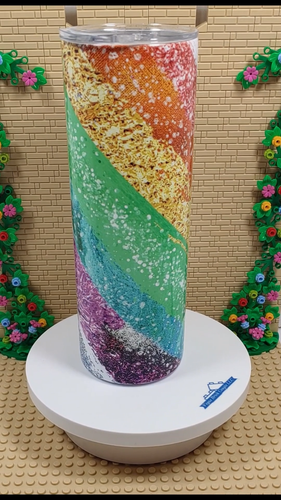 Glittery Rainbow 20 oz Skinny Tumbler Perfect for both hot and cold beverages - Video 1 of 1