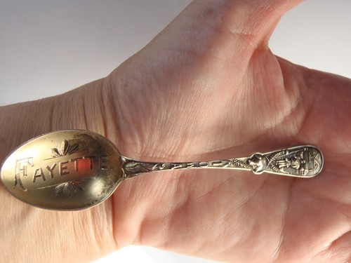 Vintage Fayette, Iowa Sterling Silver Demitasse Souvenir Spoon 4 1/8" - Picture 2 of 21
