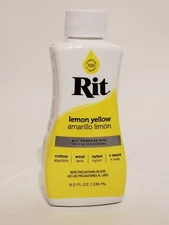 RIT LIQUID DYE Fabric Wood Wicker LEMON YELLOW 8 oz MADE IN USA