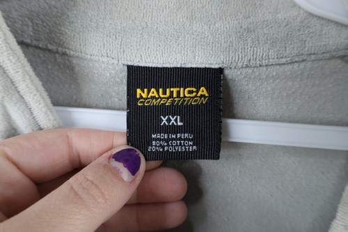 Vtg 90s Nautica Competition Mens 2XL Distressed Spell Out Velour Track Jacket - Picture 11 of 17