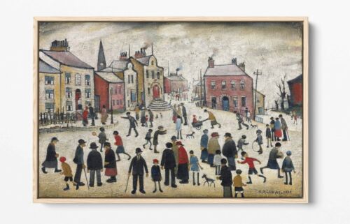 LS LOWRY, MENSCHEN STEHEN UM - FLOAT-EFFEKT LEINWANDKUNST BILDDRUCK - BEIGE - Bild 7 von 12