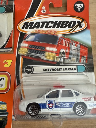 Lotto di 3 Matchbox Service Cars Crown Vic polizia auto camion spazzatura Chev Impala Po - Foto 3 di 8