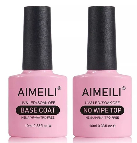 2 Sets Aimeili Gel Nail Polish No Wipe Top & Base Coat Set UV LED Gel Nail - Picture 11 of 16