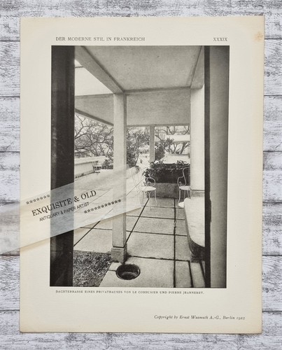 1925 Dachterrasse Corbusier Jeanneret Stil Frankreich Henry Velde Wasmuth Tafel - Picture 1 of 2