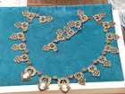 gold over 800 silver Filigree Links Antique 16" carved shell Cameo Necklace w.