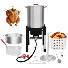 CreoleFeast TFS3010 Propane 30 Qt. Turkey and 10 Qt. Fish Fryer Boiler Steame...