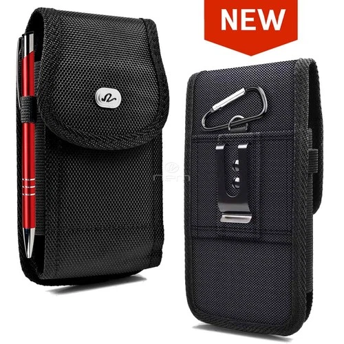 For Motorola Moto G 5G 2025 Heavy Duty Nylon Belt Clip Case Pouch w. Pocket