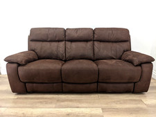 SOFA 3 Seater Dual Manual Recliner Cocoa Brown Faux Suede Fabric FREE DELIVERY