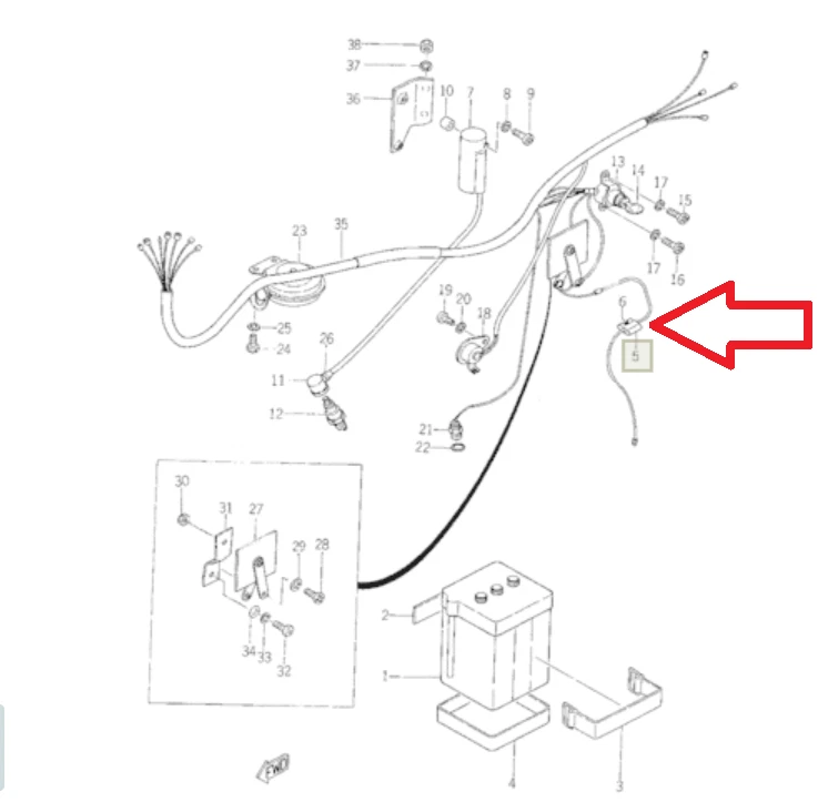 YAMAHA U5 U7 YG1 YG5 DT200 DT250 FS1 T50 T80 TDR125 MATE 80 V80 FUSE HOLDER ASSY Foto 2 de 4