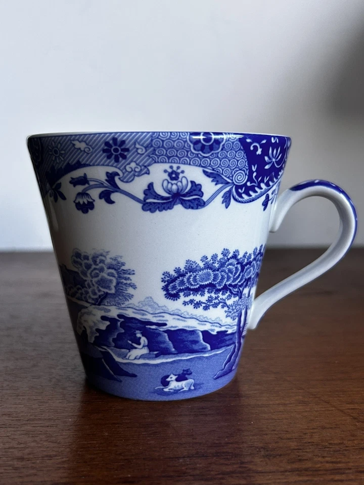 Pair x 2 Spode Mugs Blue Italian design Ceramic Coffee Cup Blue & White  - Image 4 of 4