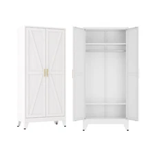 Metal armoire Wardrobe Closet with Hanging Rod,71'' Metal Wardrobe Cabinet