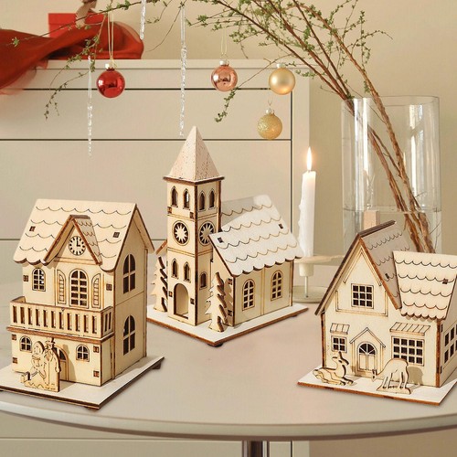 Decoraciones LED de madera para adornos de cabina de cabaña con brillo de madera de Navidad  - Imagen 12 de 12