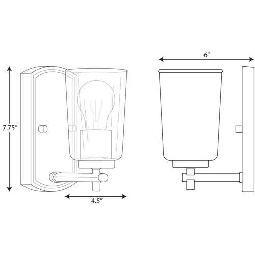 Progress Lighting P300154 Nickel Adley Single Light 8"H Bathroom Sconce - Picture 2 of 12