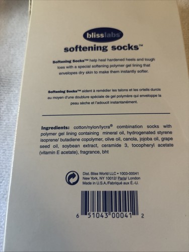 Bliss Softening Socks NEW In Box ~ Spa Treatment Socks - Picture 3 of 5