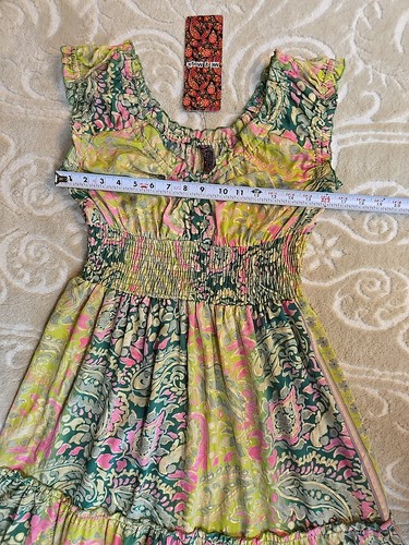 NWT Anthropologie Me 2 Magic Sz L Tiered Boho Maxi Dress Green Multi Stretch - Picture 5 of 10
