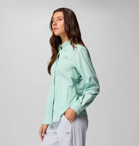 Columbia PFG Women’s Tamiami II Long Sleeve Shirt Aqua Size L Omni-Shade UPF 40 - Bild 2 von 13