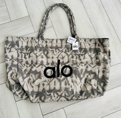alo トートバッグ グレー NWT ALO Yoga Gray Tie-Dye Canvas Cotton Large Tote Bag For